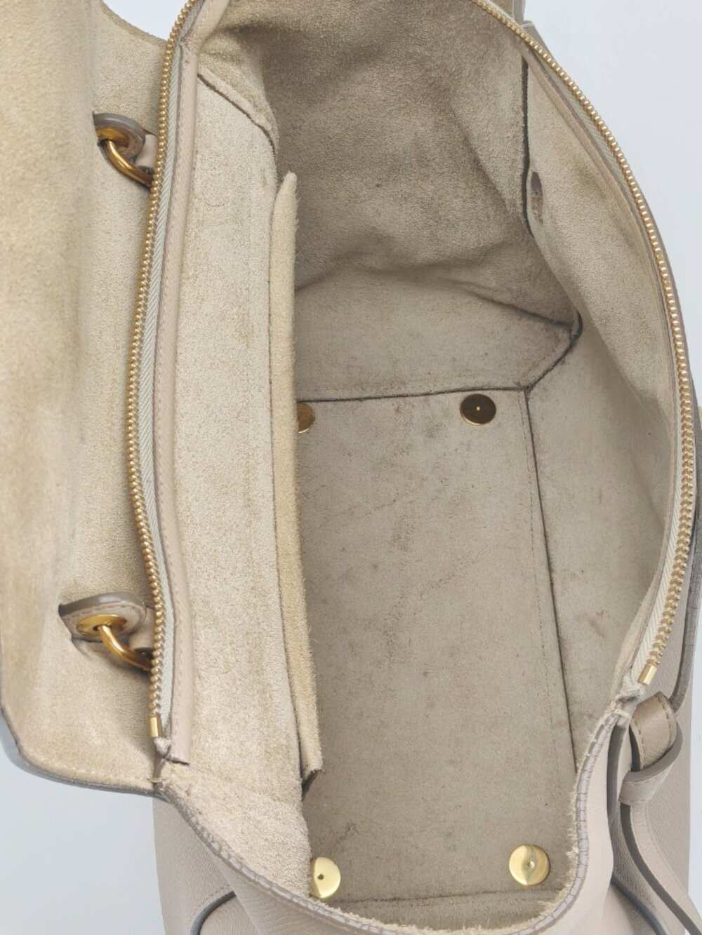 Celine Mini Belt Bag Beige Grained Leather Top Handle Handbag - Picture 7 of 13